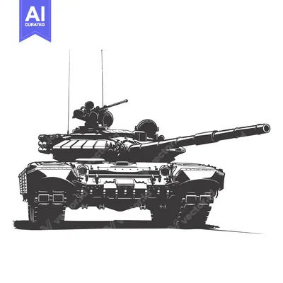 Aset premium populer: Black and White Silhouette of a T-72 Tank