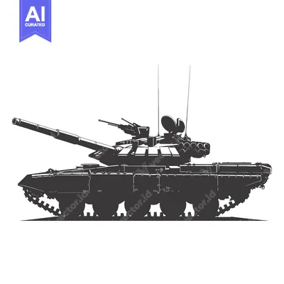 Premium design asset: Silhouette of a Modern Military Tank