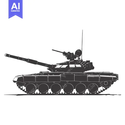 Aset desain premium: Silhouette of a Modern Military Tank