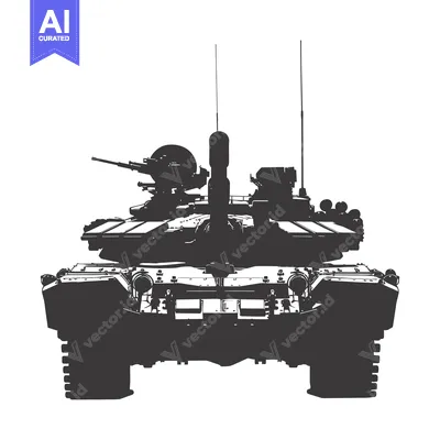 Aset desain premium: A Silhouette of a Military Tank Facing Forward