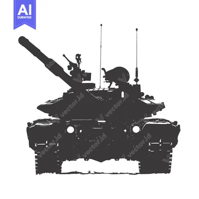 Aset desain premium: A Silhouette of a Military Tank with a Large Cannon