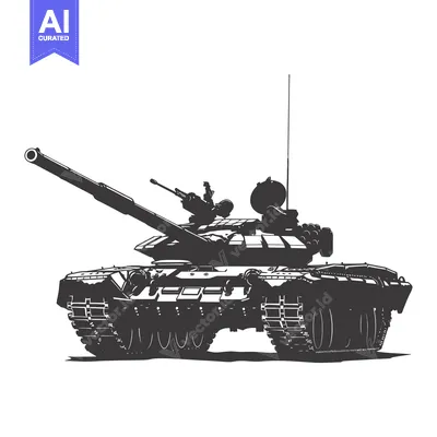 Popular premium asset: Silhouette of a Modern Military Tank with a Long Barrel