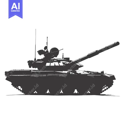 Aset premium populer: Silhouette of a Military Tank with Cannon and Tracks