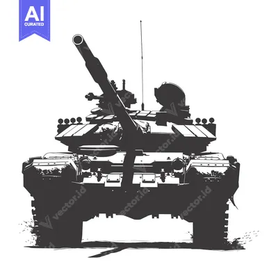 Premium design asset: Silhouette of a Military Tank with its Cannon Pointed Forward