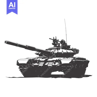 Aset desain premium: A Silhouette Illustration of a Modern Main Battle Tank