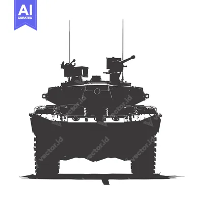 Aset desain premium: Front View Silhouette of a Military Tank