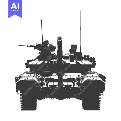 Aset premium populer: Black and White Silhouette of a Tank Facing Forward