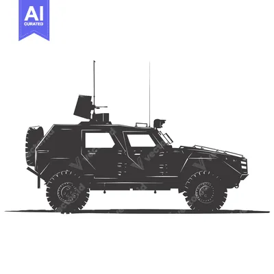 Aset desain premium: Silhouette of a Military Armored Personnel Carrier