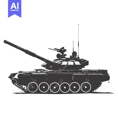 Side Profile Silhouette of a Military Tank