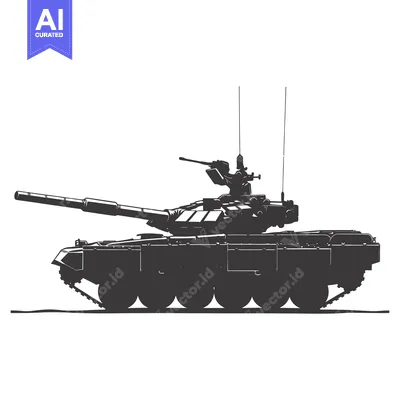 Silhouette of a Military Tank with a Cannon