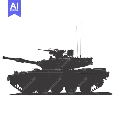 Silhouette of a Military Tank with a Large Cannon