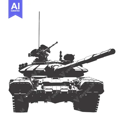 Front View Silhouette of a Military Tank