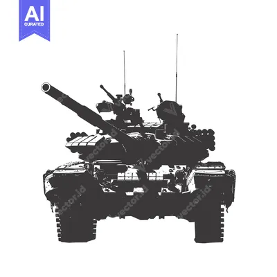 Silhouette of a Military Tank with a Cannon