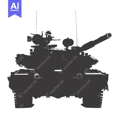 Silhouette of a Military Tank with a Large Gun