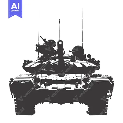 Aset premium populer: Black and White Silhouette of a Tank Facing Forward