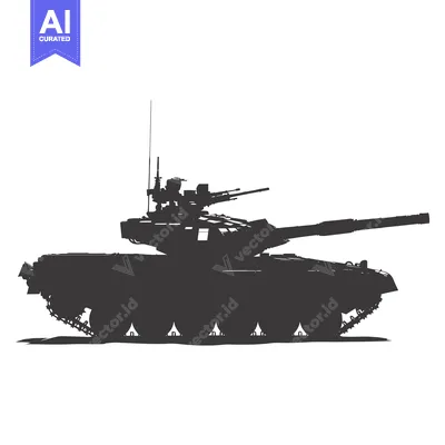 Silhouette of a Military Tank with a Long Barrel Gun