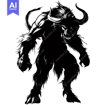 Popular premium asset: Black and White Silhouette of a Bull-Like Creature