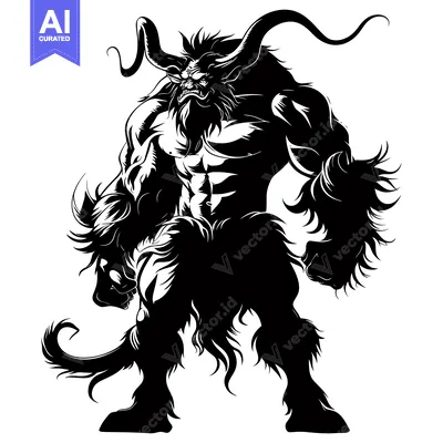 A Silhouetted, Muscular, Fanged Creature With Horns and Fur