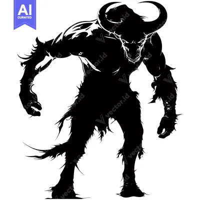 Premium design asset: Silhouette of a Bull-Headed Monster