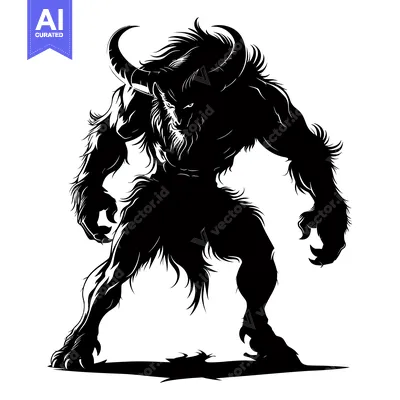 Popular premium asset: Silhouette of a monstrous, horned, furry creature