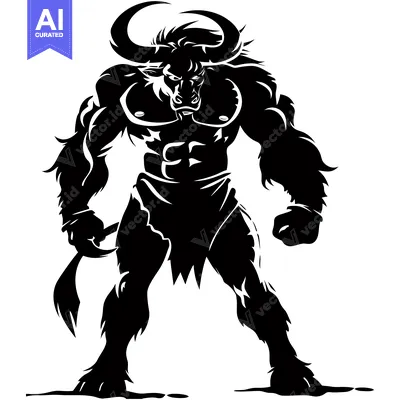 Popular premium asset: Silhouette of a Muscular Bull-like Creature with Horns