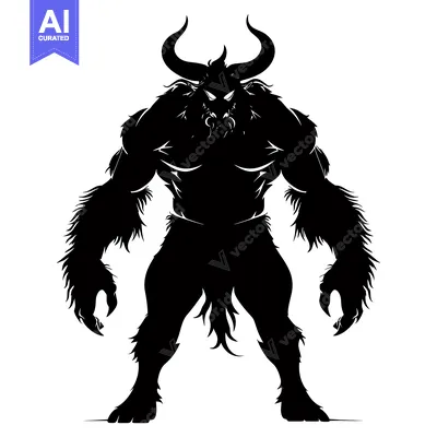 Popular premium asset: Silhouette of a Muscular, Horned, and Furry Monster