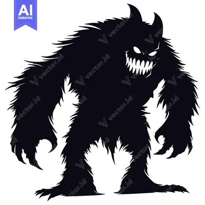 Popular premium asset: A Silhouette of a Furry Monster with Sharp Claws and a Grinning Face