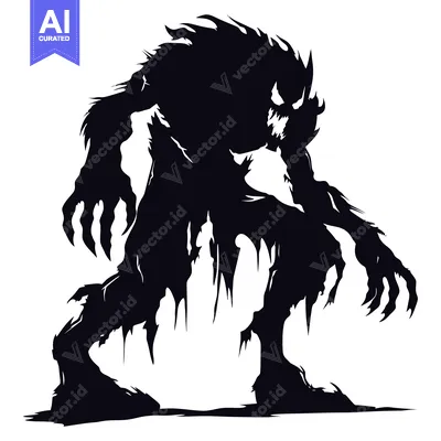 Aset premium populer: Silhouette of a Scary Monster with Claws and Fangs
