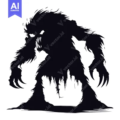 Aset premium populer: Silhouette of a Monstrous Creature with Claws and Fur