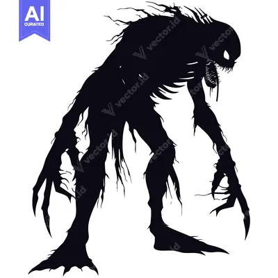Aset premium populer: Silhouette of a menacing creature with sharp claws and teeth