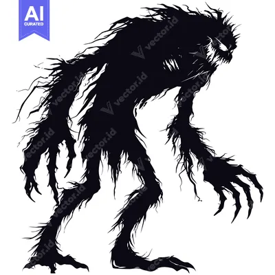 Aset premium populer: Silhouette of a Hairy Monster with Claws