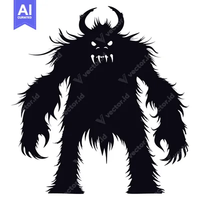 Aset premium populer: Silhouette of a Furry Monster with Horns