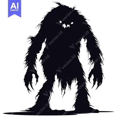 Aset premium populer: A Silhouette of a Hairy Monster with Claws
