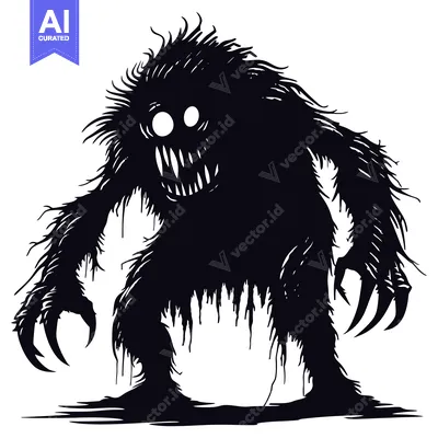 Aset premium populer: Silhouette of a Furry Monster with Sharp Claws and Teeth