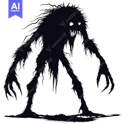 Premium design asset: A shadowy monster with sharp claws and eyes.