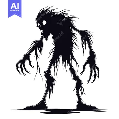 Popular premium asset: Silhouette of a Hairy, Clawed Monster
