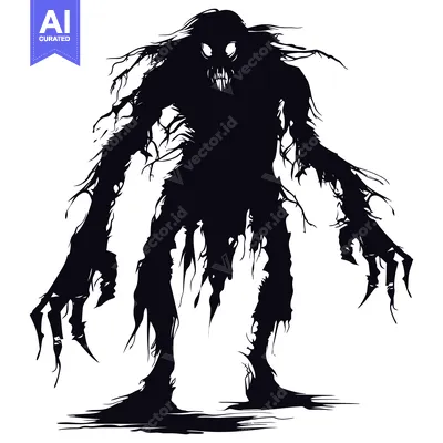 Silhouette of a Frightening, Twisted, and Ragged Monster