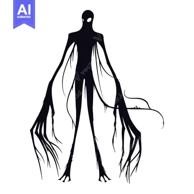 Aset premium populer: Silhouette of a Tall, Slender Creature with Many Long Fingers