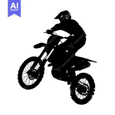 Aset premium populer: Silhouette of a Motocross Rider Performing a Wheelie