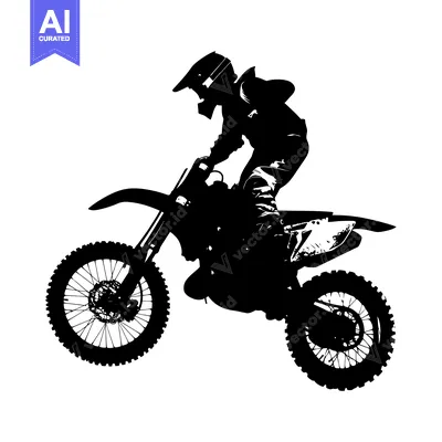 Premium design asset: Silhouette of a Motocross Rider in mid-air
