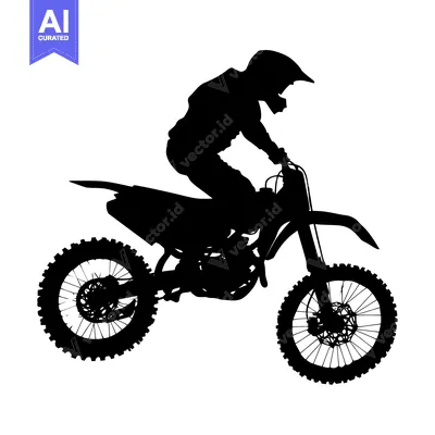 Aset desain premium: Silhouette of a Motocross Rider on a Dirt Bike