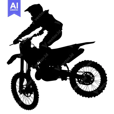 Premium design asset: Silhouette of a Motocross Rider in Mid-Air on a Dirt Bike