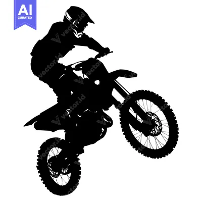 Aset premium populer: Silhouette of a Motocross Rider Performing a Wheelie