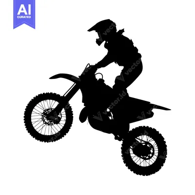 Premium design asset: Silhouette of a Motocross Rider Performing a Wheelie