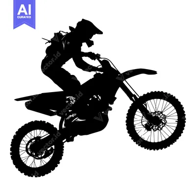 Aset premium populer: Silhouette of a Motocross Rider in Mid-Air