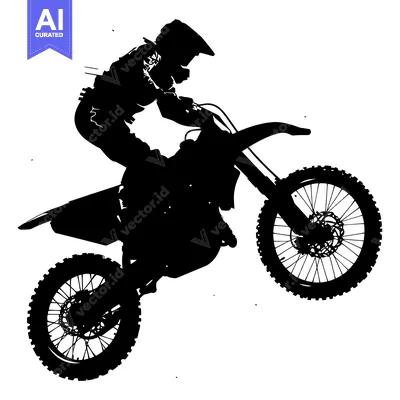 Aset premium populer: Silhouette of a Motocross Rider in Mid-Air