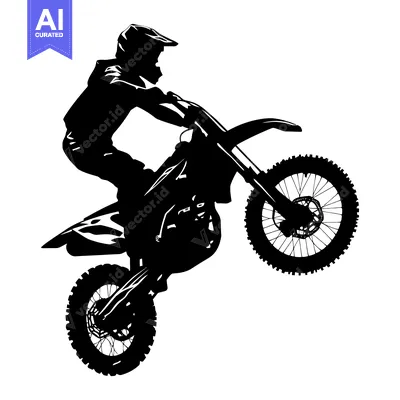 Popular premium asset: Silhouette of a Motocross Rider Performing a Wheelie