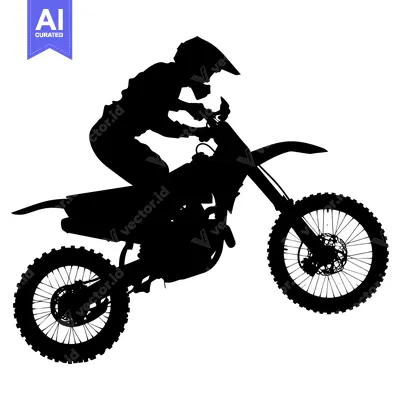 Silhouette of a Motocross Rider on a Dirt Bike in Mid-Air