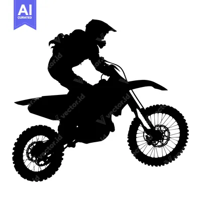 Silhouette of a Motocross Rider on a Dirt Bike