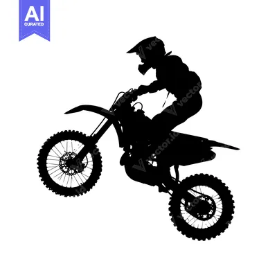 Premium design asset: Silhouette of a Motocross Rider Performing a Wheelie